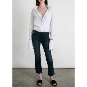 FRAME DENIM Le Crop Mini Boot Raw Stagger Jeans, Color Topsail,Size 26 BRAND NEW